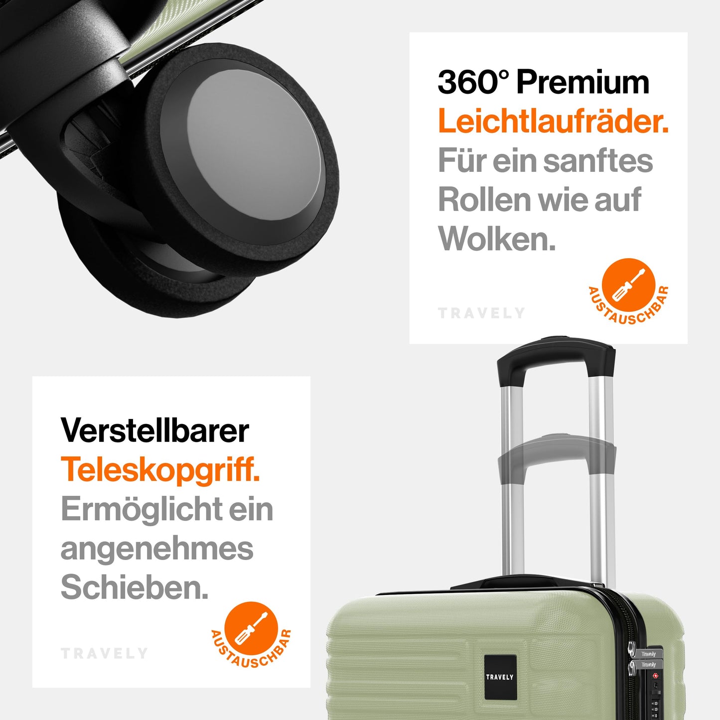 Travely Reisekoffer Handgepäck 55 cm, kompakt & leicht