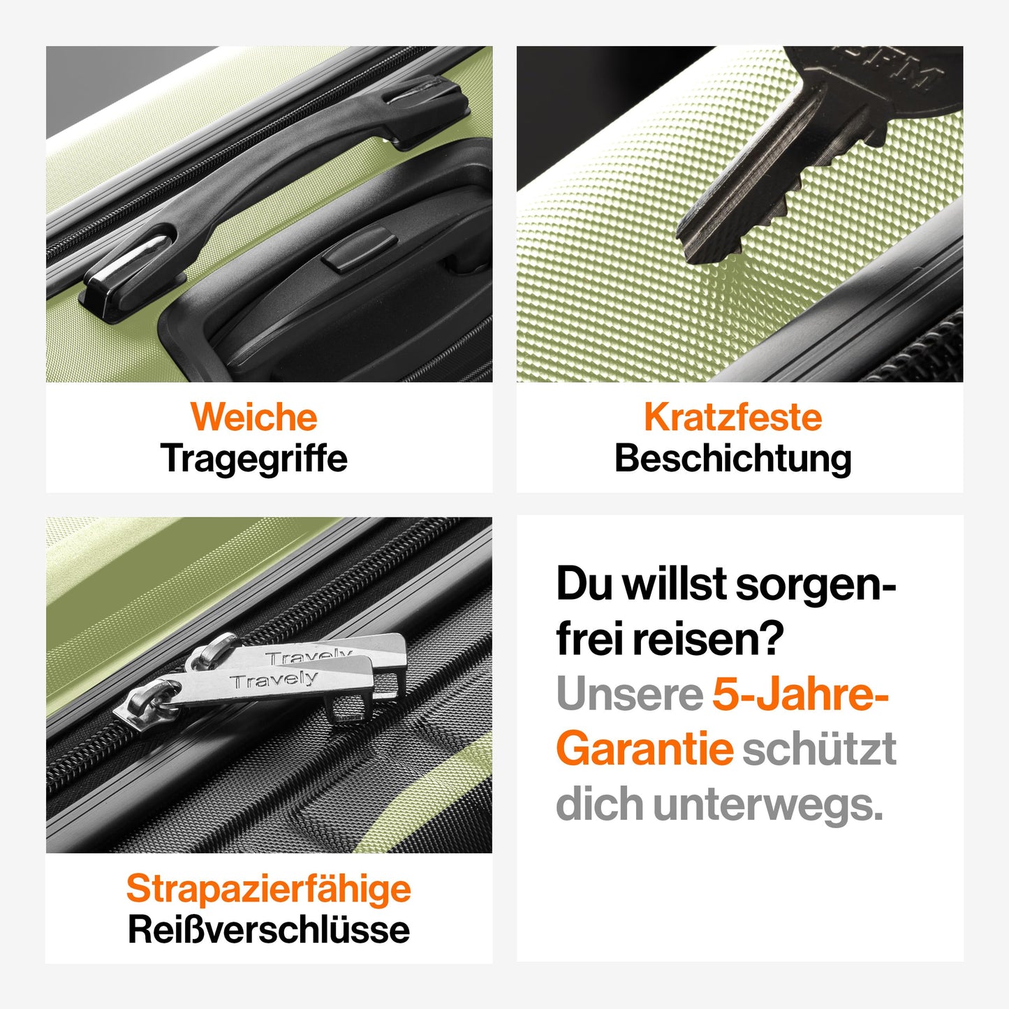 Travely Reisekoffer Handgepäck 55 cm, kompakt & leicht