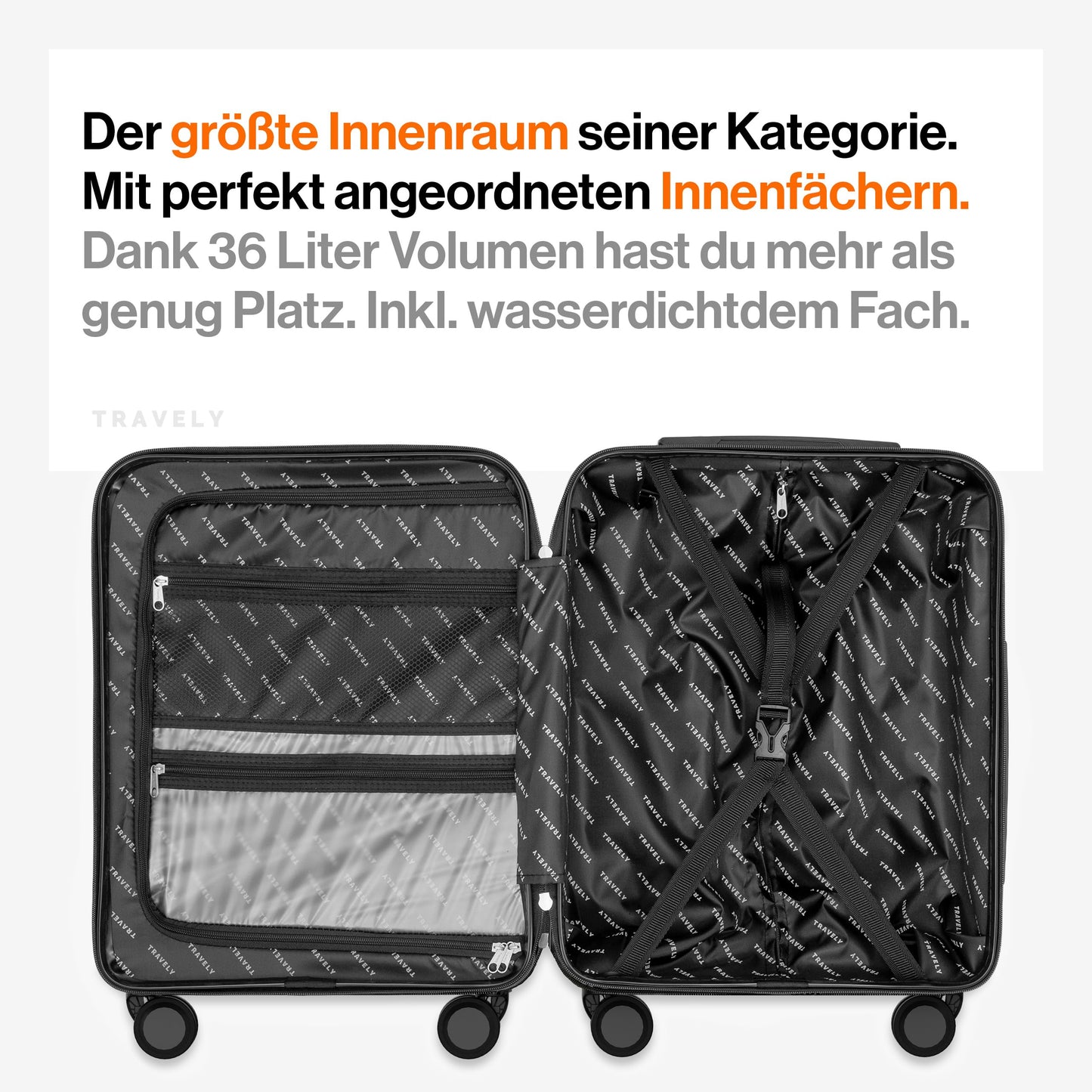 Travely Reisekoffer Handgepäck 55 cm, kompakt & leicht